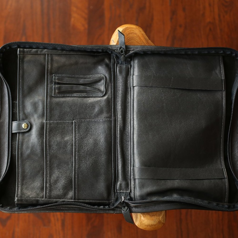 Full Black Leather Portfolio Brief Case Gem